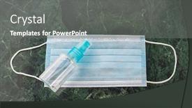  Presentation with surgical masks - PPT layouts consisting of coronavirus-protection-hand-sanitizer-bottle background and a gray colored foreground