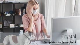  Presentation with financial crisis - Slide deck enhanced with coronavirus-quarantine-online-and-freelance background and a light gray colored foreground