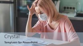  Presentation with financial crisis - Theme having coronavirus-quarantine-online-and-freelance background and a light blue colored foreground