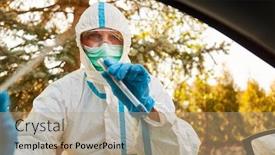  Presentation with test - Theme featuring coronavirus-rapid-test-in-drive background and a coral colored foreground