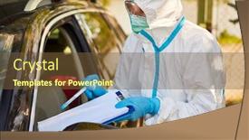  Presentation with coronavirus - Beautiful slides featuring coronavirus-test-with-throat-swab backdrop and a tawny brown colored foreground