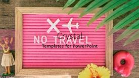  Presentation with covid coronavirus - PPT theme featuring coronavirus-travelling-ban-sign-travel background and a coral colored foreground