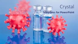  Presentation with ampoule - Theme with coronavirus-vaccine-ampoule-healthcare-cure background and a light blue colored foreground