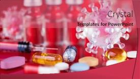  Presentation with ampoule - PPT theme featuring coronavirus-vaccine-ampoule-healthcare-cure background and a coral colored foreground