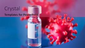  Presentation with ampoule - Theme consisting of coronavirus-vaccine-ampoule-healthcare-cure background and a red colored foreground