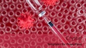  Presentation with coronavirus - Slides consisting of coronavirus-vaccine-bottle-and-syringe background and a red colored foreground