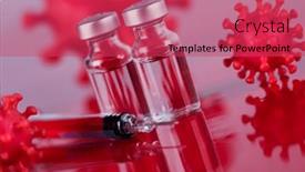  Presentation with coronavirus - PPT theme with coronavirus-vaccine-bottle-and-syringe background and a red colored foreground