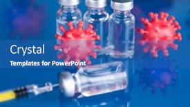  Presentation with coronavirus - Presentation consisting of coronavirus-vaccine-bottle-and-syringe background and a teal colored foreground