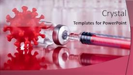  Presentation with vaccine - PPT theme consisting of coronavirus-vaccine-bottle-and-syringe background and a soft green colored foreground