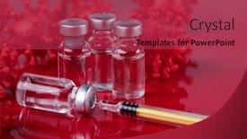  Presentation with vaccine - PPT layouts consisting of coronavirus-vaccine-bottle-and-syringe background and a red colored foreground