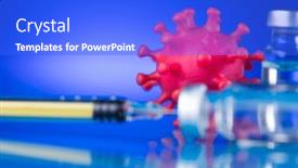  Presentation with vaccine - Theme with coronavirus-vaccine-bottle-and-syringe background and a cobalt blue colored foreground