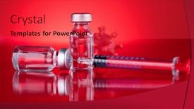  Presentation with vaccine - Slide set consisting of coronavirus-vaccine-bottle-and-syringe background and a red colored foreground