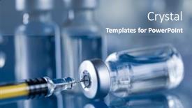  Presentation with vaccine - Slides having coronavirus-vaccine-bottle-and-syringe background and a teal colored foreground