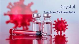  Presentation with vaccine - Theme consisting of coronavirus-vaccine-bottle-and-syringe background and a sky blue colored foreground