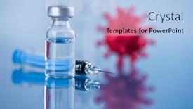  Presentation with vaccine - Slide set with coronavirus-vaccine-bottle-and-syringe background and a light blue colored foreground