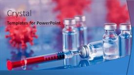  Presentation with vaccine - Presentation theme enhanced with coronavirus-vaccine-bottle-and-syringe background and a red colored foreground