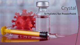  Presentation with vaccine - Slide set with coronavirus-vaccine-bottle-and-syringe background and a light blue colored foreground