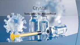  Presentation with vaccine - PPT layouts with coronavirus-vaccine-bottle-and-syringe background and a light blue colored foreground