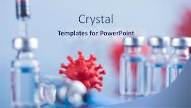  Presentation with vaccine - Presentation theme having coronavirus-vaccine-bottle-and-syringe background and a sky blue colored foreground