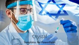  Presentation with give - Amazing slide set having coronavirus-vaccine-israel-flag backdrop and a light blue colored foreground