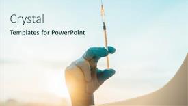  Presentation with medical vaccine - Theme having coronavirus-vaccine-syringe-held background and a sky blue colored foreground