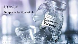  Presentation with cure - PPT theme enhanced with coronavirus-vaccine-vial-breaking background and a light blue colored foreground