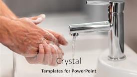  Presentation with hand soap - Theme featuring coronavirus-virus-spreading-prevention-wash background and a lemonade colored foreground