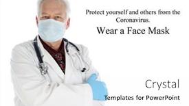  Presentation with safe - Cool new slide deck with coronavirus-warning-doctor-wears backdrop and a white colored foreground