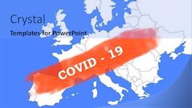  Presentation with alert - Colorful slide deck enhanced with coronavirus-world-alert-europe backdrop and a light blue colored foreground