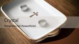  Presentation with wedding rings - PPT theme consisting of corossion - wedding rings on a tray background and a mint green colored foreground