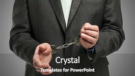  Presentation with corporal - Slides consisting of corporal punishment - handcuffed businessman concept for white background and a dark gray colored foreground