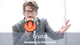  Presentation with corporal - PPT layouts consisting of corporal punishment - man screaming on megaphone background and a gray colored foreground