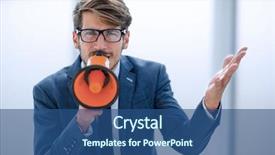  Presentation with corporal - Colorful presentation theme enhanced with corporal punishment - man screaming on megaphone backdrop and a ocean colored foreground