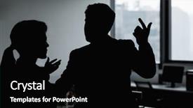  Presentation with business people silhouette - Colorful presentation theme enhanced with corporate 2 18 - silhouette of two business people backdrop and a black colored foreground