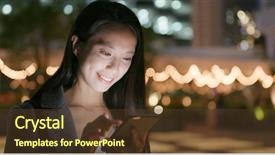  Presentation with sms - Slide set featuring corporate acquisition - young business sending sms background and a  colored foreground