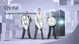  Presentation with corporate - Beautiful presentation design featuring corporate army against abstract white backdrop and a light blue colored foreground