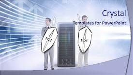  Presentation with peacock blue coloured for corporate - Presentation theme having corporate army against arrow graphics background and a sky blue colored foreground