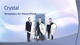  Presentation with abstract glowing teal shapes - Colorful PPT theme enhanced with corporate army against glowing abstract backdrop and a sky blue colored foreground