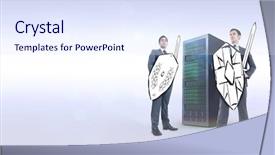  Presentation with corporate - Audience pleasing slide set consisting of corporate army against grey background backdrop and a sky blue colored foreground