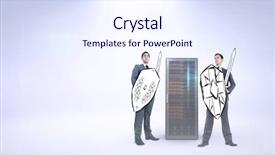  Presentation with army fuel - Presentation theme featuring corporate army against grey background background and a sky blue colored foreground