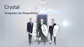  Presentation with corporate - Presentation design having corporate army against grey vignette background and a sky blue colored foreground