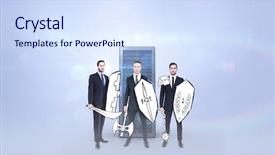  Presentation with army equal opportunity - Presentation design enhanced with corporate army against grey vignette background and a sky blue colored foreground