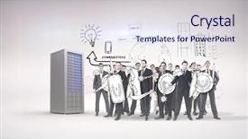  Presentation with corporate milestone - Colorful presentation theme enhanced with corporate army against server tower backdrop and a sky blue colored foreground