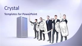  Presentation with server - Cool new slide set with corporate army against server tower backdrop and a  colored foreground