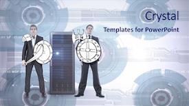  Presentation with army - Amazing presentation design having corporate army against technology wheel backdrop and a light blue colored foreground