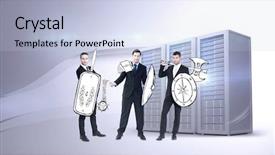  Presentation with army - Presentation featuring corporate army against three digital background and a light blue colored foreground