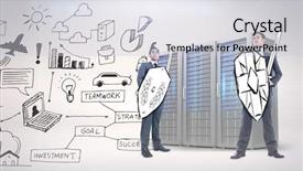  Presentation with meditation corporate - Audience pleasing presentation theme consisting of corporate army against three digital backdrop and a  colored foreground