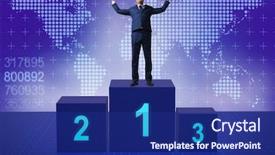  Presentation with first responder - Cool new PPT layouts with corporate awards ceremony - businessman taking first place backdrop and a navy blue colored foreground