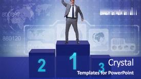  Presentation with age in place - Slide set featuring corporate awards ceremony - businessman taking first place background and a  colored foreground