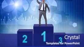  Presentation with competition - Audience pleasing PPT layouts consisting of corporate awards ceremony - businessman taking first place backdrop and a navy blue colored foreground